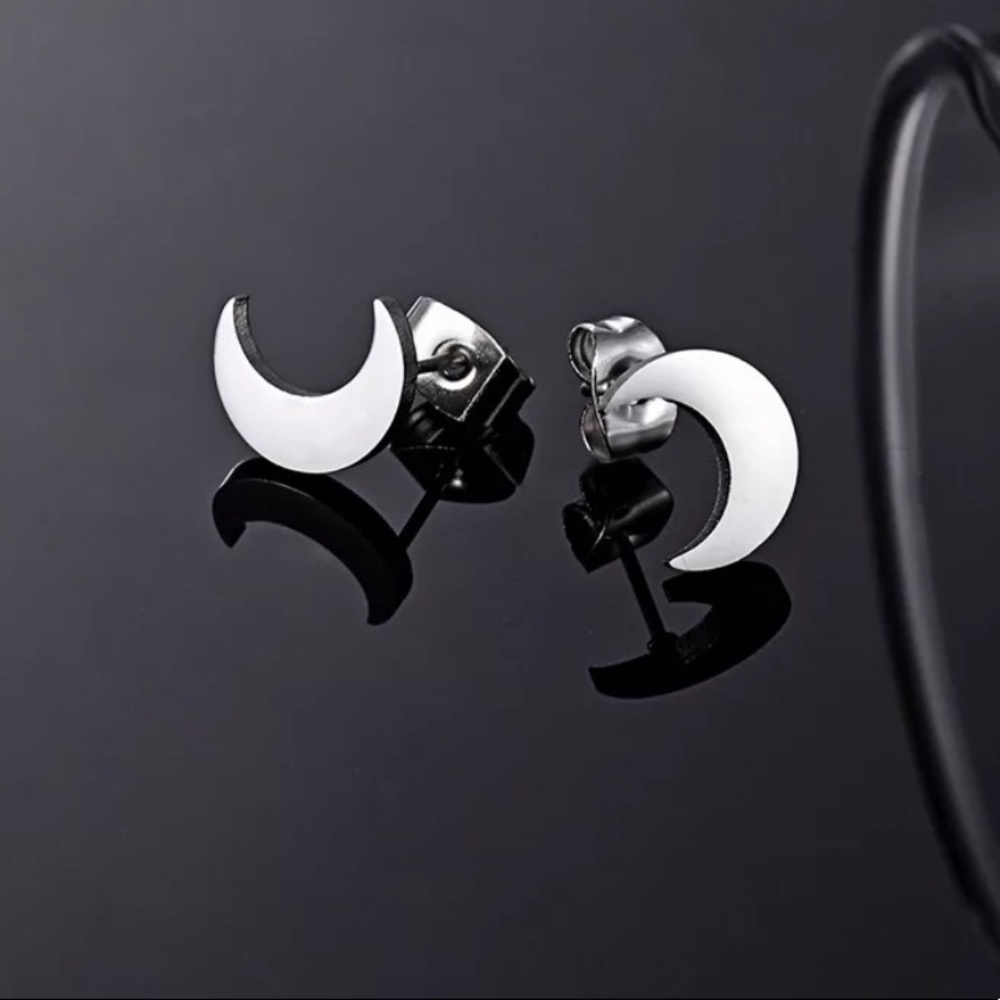 MOON ♡ Stainless Steel Minimalist Stud Earrings GIFT